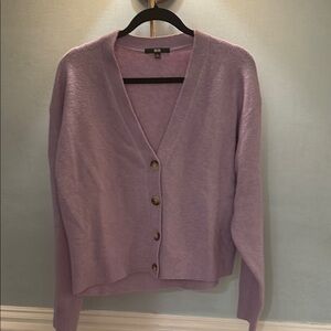 Uniqlo Purple Knit Cardigan Sweater V-Neck
